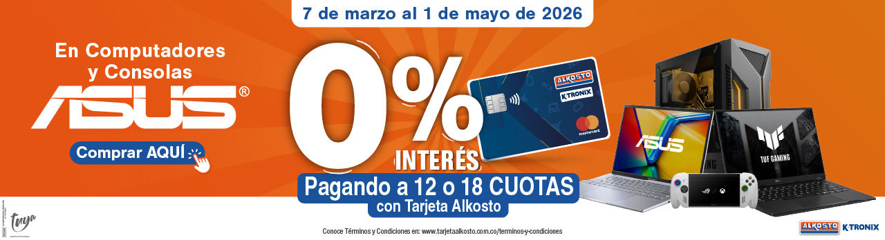 Banner 0% Interés Asus Tarjeta Alkosto